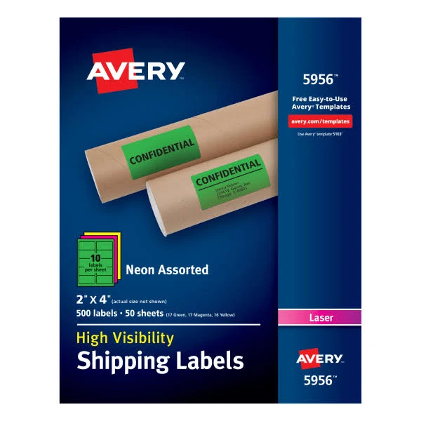 Avery High-Visibility Neon Shipping Labels