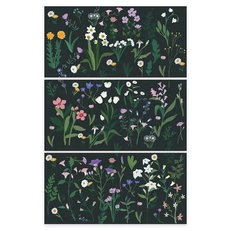 3 Sheets 3 Styles Flower PVC Waterproof Decorative Stickers Self Adhesive Decals