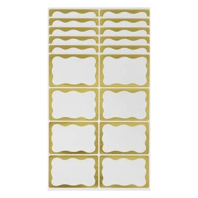 Unique Bargains Handwritable Gift stickers 3"x2" 6 Pcs Foil Gold Tone