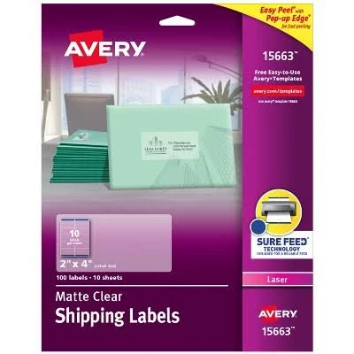 Avery Clear Sure Feed Shipping Labels