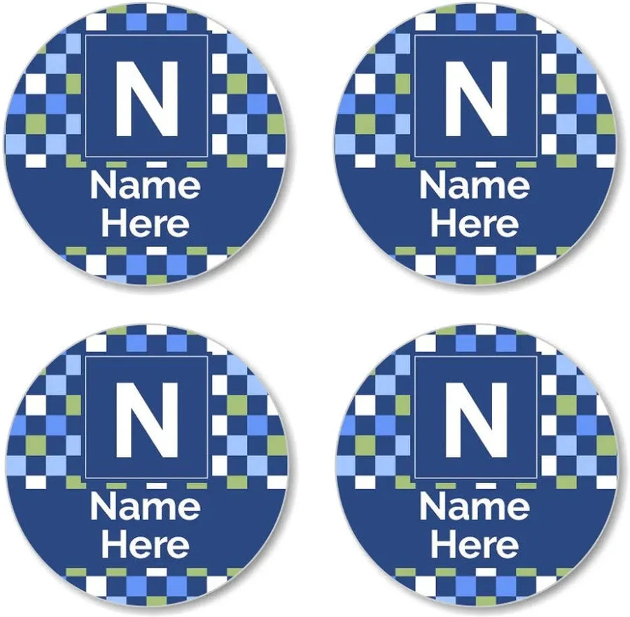 Pixels Round Name Labels for Kids – Personalized Waterproof Stick On Name Labels (Pack of 30) | Custom Labels for School & Daycare