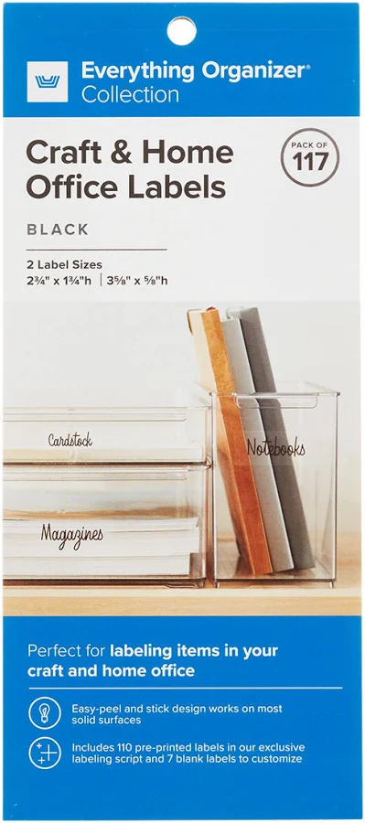 Everything Organizer Craft & Home Office Labels Clear/Black Pkg/117 | The Container Store