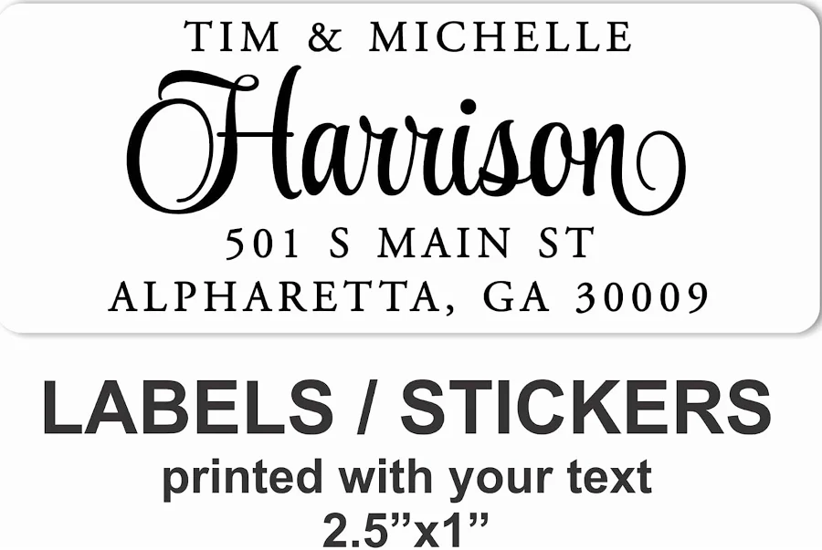 White Address Labels Personalized Name Stickers, Custom Printed Return Mailing and Shipping Labels for Envelopes