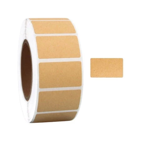 Yhmxh 500Pcs Kraft Label Stickers Removable Writable Gift Labels, Self-Adhesive Rectangular Writable Sticky Tags, Brown Labels for Oil Bottle, Jars, 
