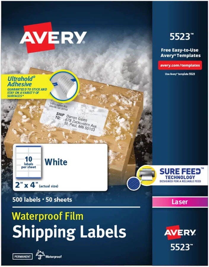 Avery Weatherproof Laser Shipping Labels