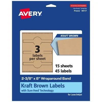 Avery Kraft Brown Wraparound Band Labels