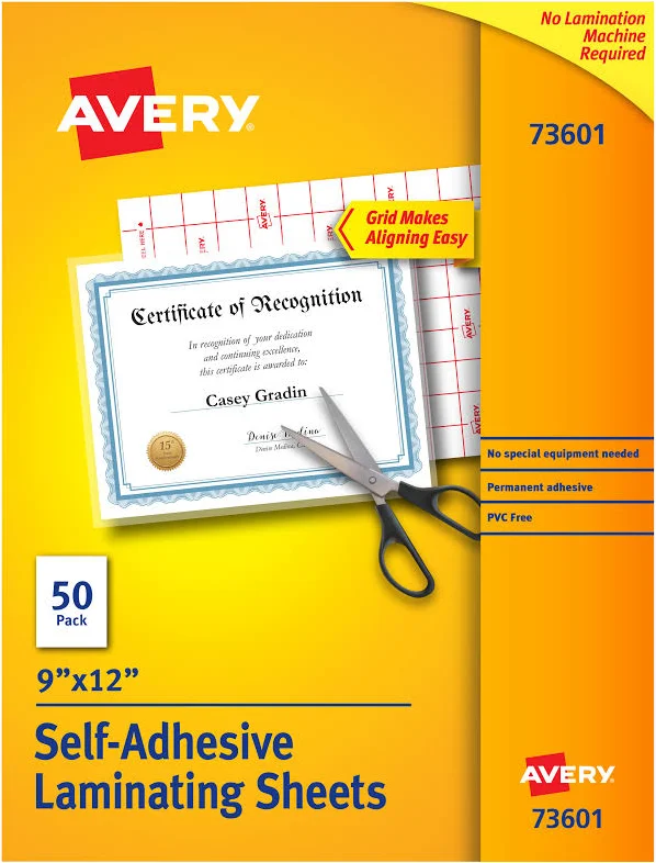 Avery Self Adhesive Laminating Sheets