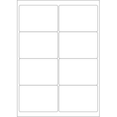 White glossy paper self-adhesive labels 99,1x68 mm, on A4 sheet, for laser printing