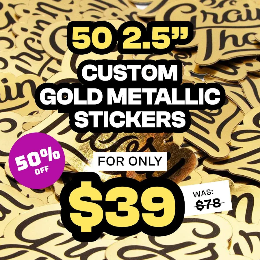 Sticky Brand Custom 2.5" Gold Metallic Stickers