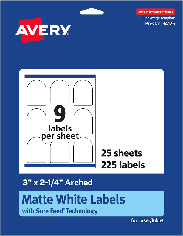 Avery Matte White Arched Labels