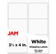 JAM Paper Shipping Labels 3 1/3 x 4 White