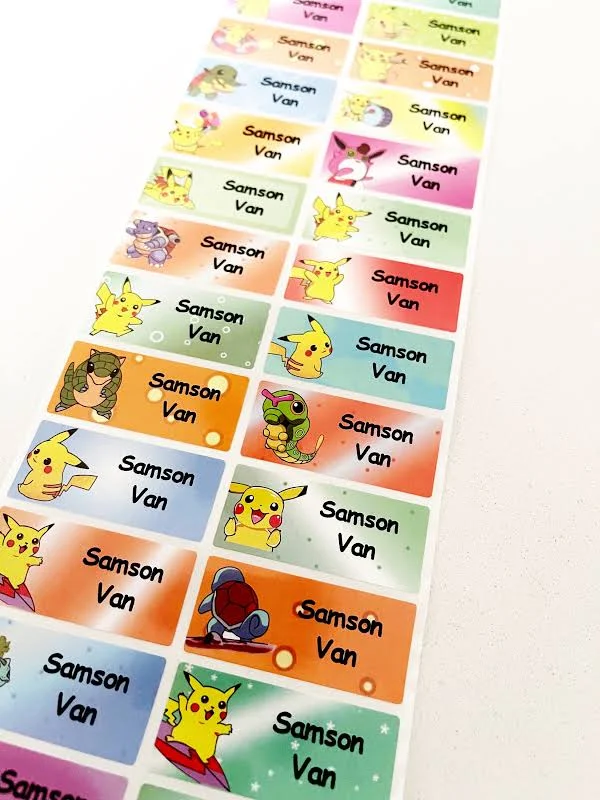 Pikachu Personalise Sticker Name Label Waterproof