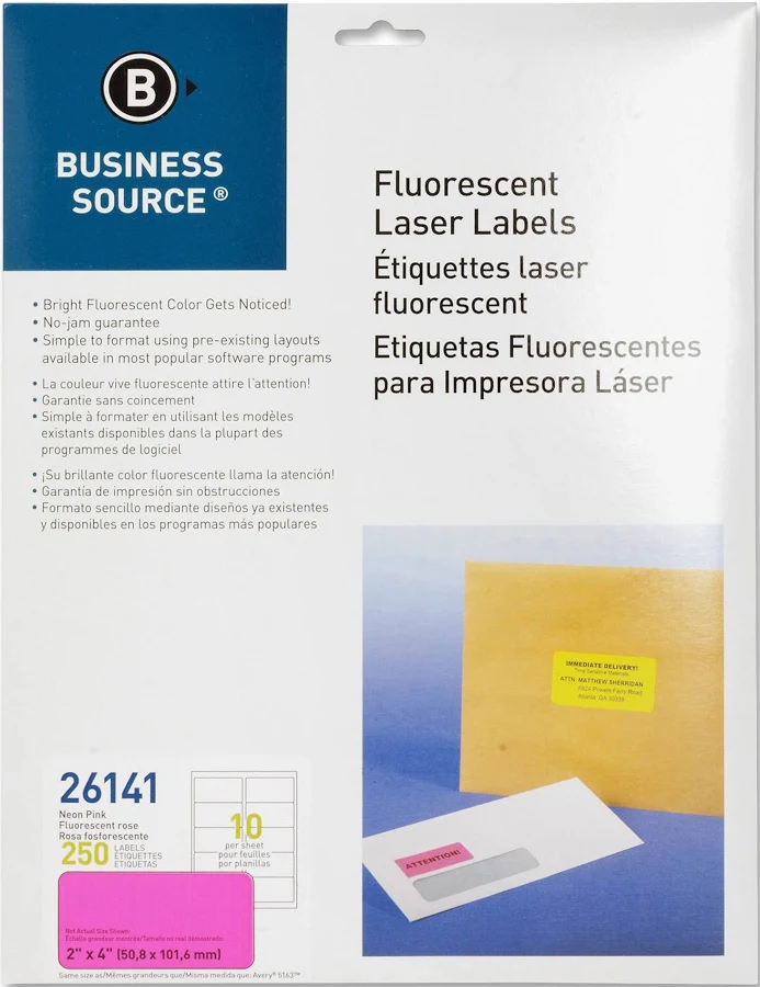 Business Source 2" Fluorescent Color Laser Labels
