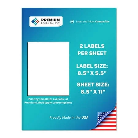 Premium Label Supply White Sticker Half Sheet Labels