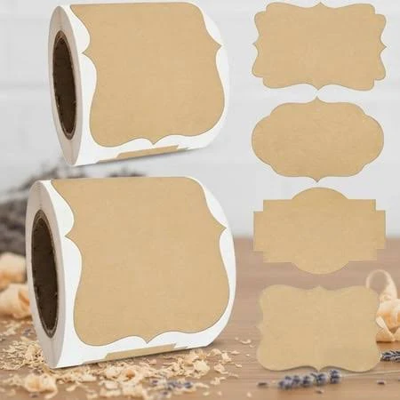 2 x 3 kraft paper label stickers, writable gift tags, 400 self-adhesive brown labels, suitable for essential oil bottles, jars, food storage, or gift 