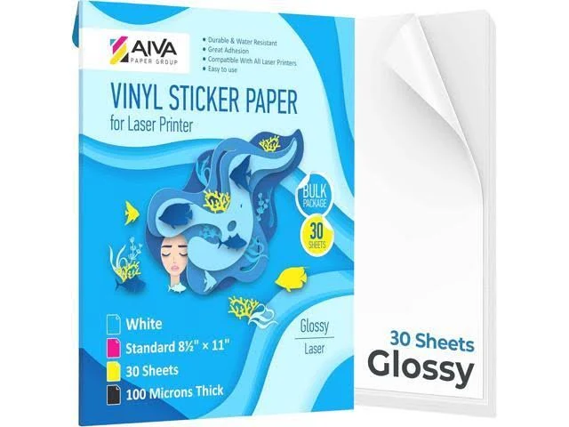 Glossy Vinyl Sticker Paper 30 Pack