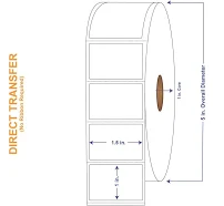 1" White Direct Print Thermal Labels