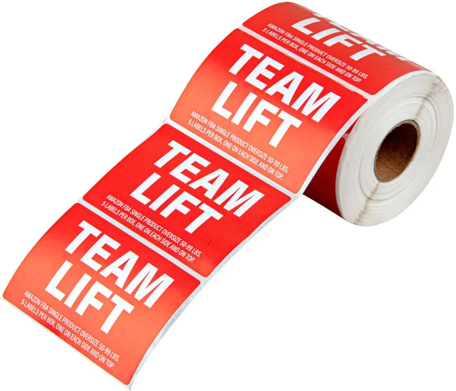 Label Tek Team Lift Sustainable Red Paper Inventory Stickers