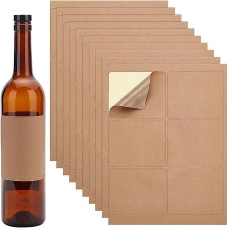 120pcs Brown Rectangular Wine Labels Blank 3.9 x3.3 Inch Perfect for Parties & Events