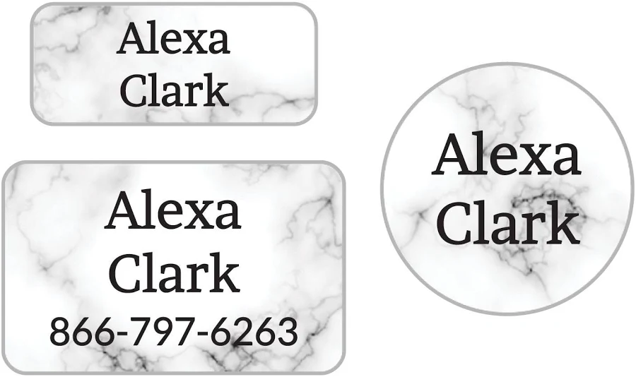 Name Bubbles Personalized Marble Clothing Labels Pack