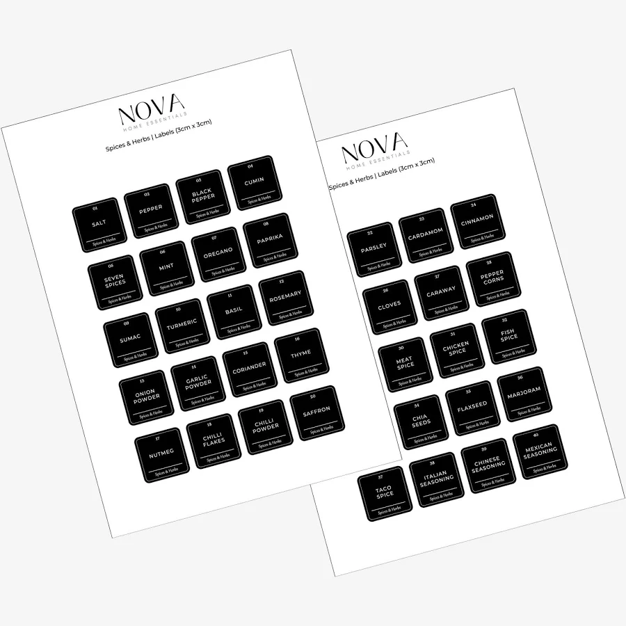 NOVA Spice Labels (3x3) - Black