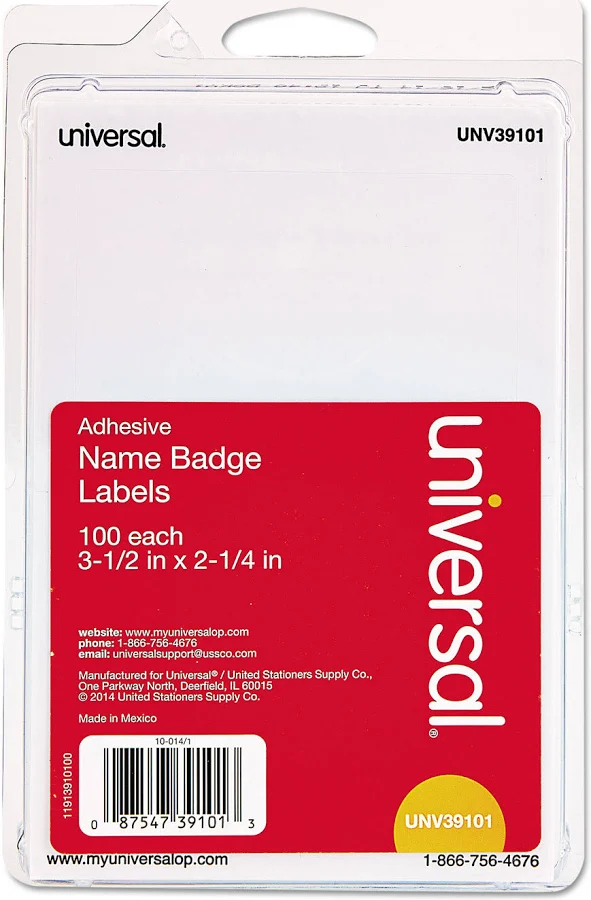 Universal Plain Self-Adhesive Name Badges 3 1/2 x 2 1/4