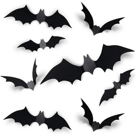 Coogam 60pcs Halloween 3D Bats Decoration