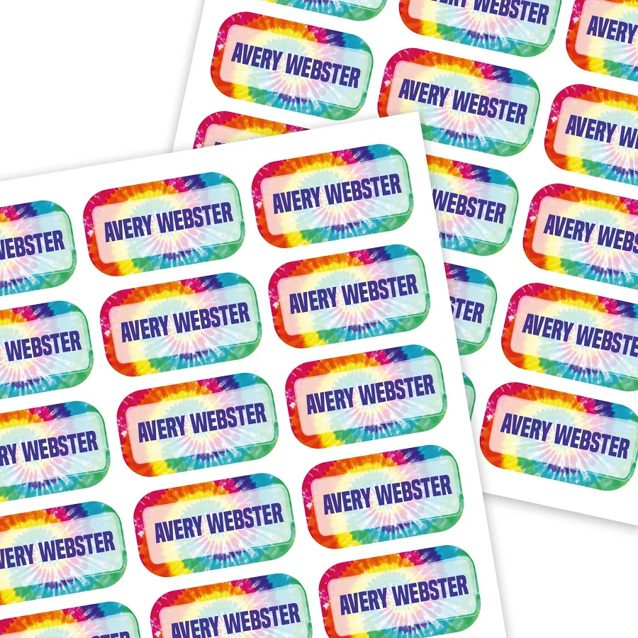 Color Stick-N-Wear Clothing Labels | Tie Dye 40