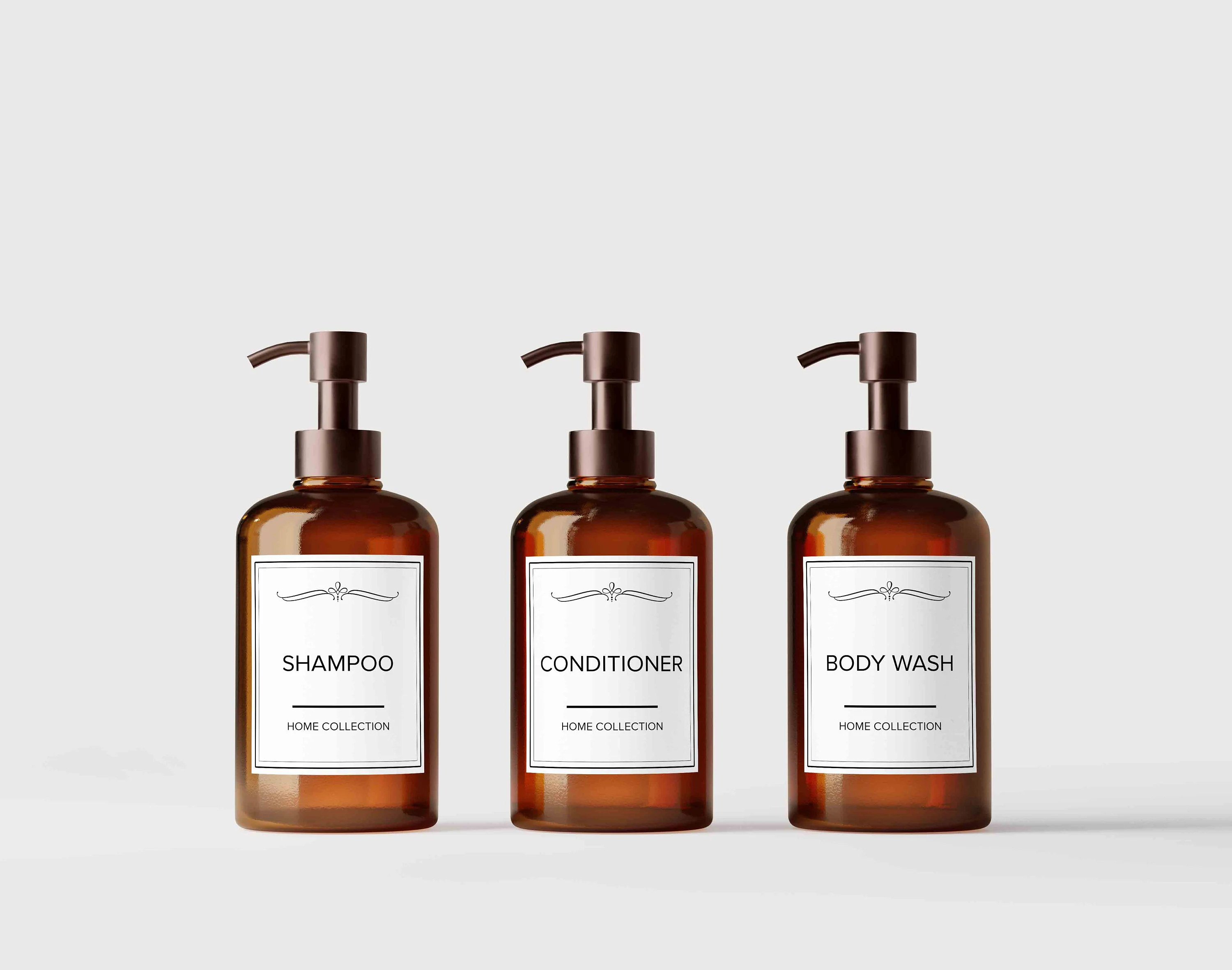 Custom Waterproof Bathroom Labels: Shampoo, Conditioner, Body Wash