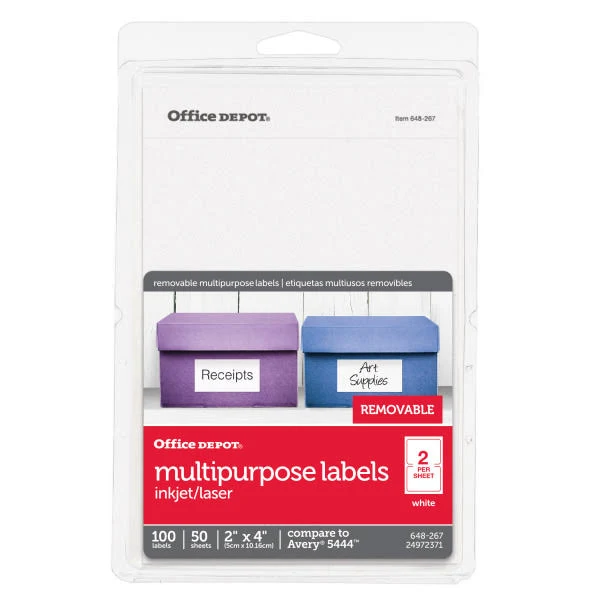 Office Depot Brand Removable Inkjet/Laser Labels OD98813
