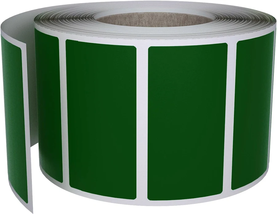 Royal Green Rectangular Color Coding Sticker Roll Labels