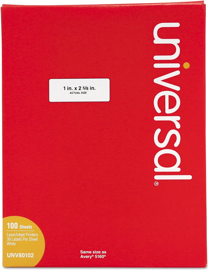 Universal White Labels Inkjet-Laser Printers 1 x 2.63