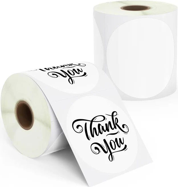 3" White Circle Thermal Sticker Labels