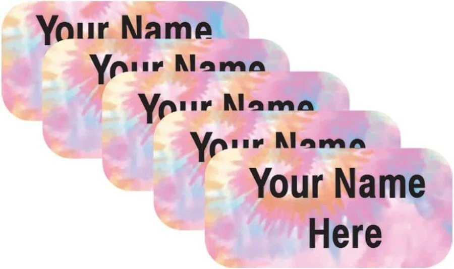 Personalized Pastel Tie Dye Name Labels: Waterproof Stick-On Clothing Tags