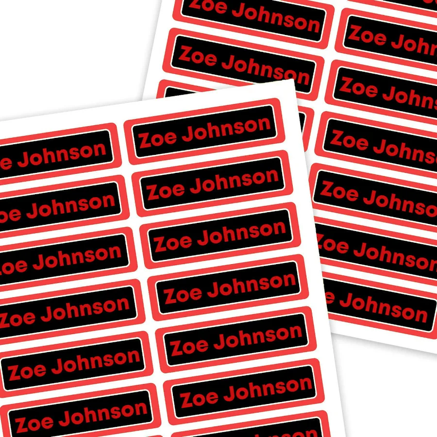 Mini Rectangle Name Labels | Border - 33 Count