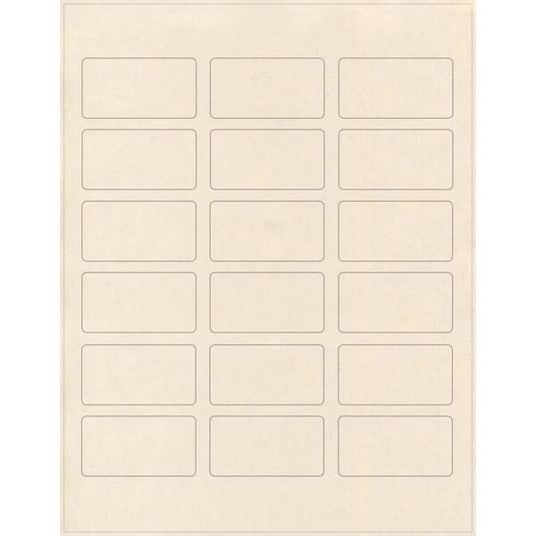 ELEVATE PACKAGING 2.375 x 1.25 in. Compostable Rectangle Labels, Blank Layflat Sheets, Sugarcane, 25PK, LC1602