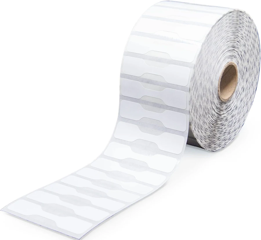 Jewelry Label Tags - 2.25" x 0.5", Barbell Style, 3510 Labels/Roll, Zebra Printer Compatible, Blank White Labels, 1 Roll - LV-10010064 | 