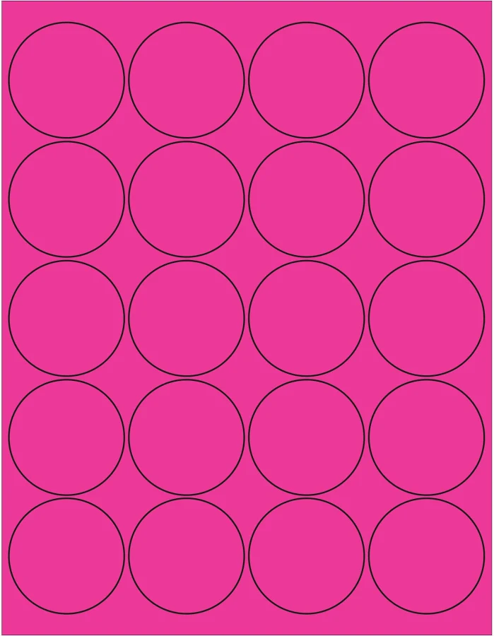 2" Fluorescent Pink Circle Laser Labels