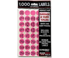 Sunburst Systems 7035 Price Labels Stickers Pre-Printed for Garage, Yard or Esta