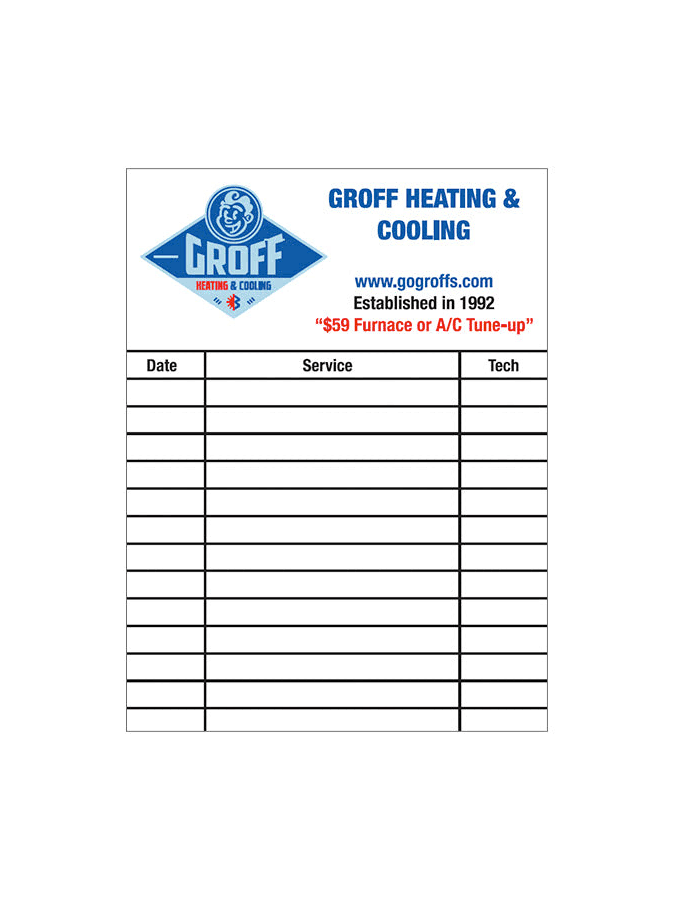 Service Label #02 - 4" x 6" Weather Resistant Vinyl Labels for Outdoor Use