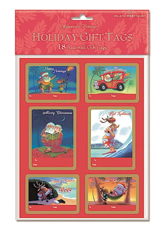 Adhesive Gift Tags, Santa's Holiday, 18-Pack