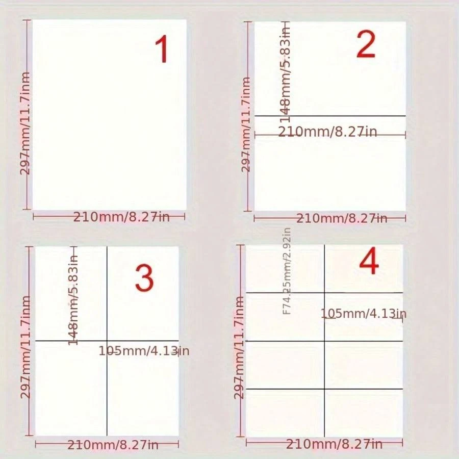 White A4 Self-Adhesive Labels Printable Sticker Paper Adhesive Transparent Label Sheets For Laser Inkjet Printers 20 Sheets Multi-Purpose S,2 Labels P