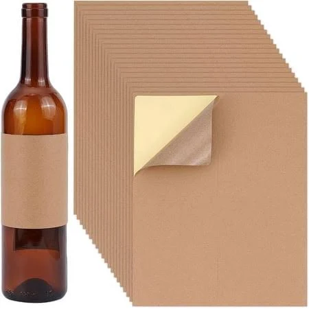 Ph 20 Sheet/80pcs Adhesive Wine Bottle Labels Wine Label Stickers 3.94.9 inch Brown Blank Label Stickers Bottle Label Covers for Wine Wedding 