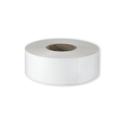 Polypropylene self-adhesive labels 32x25 mm durable white glossy plastic for thermal transfer, 2400 labels per roll