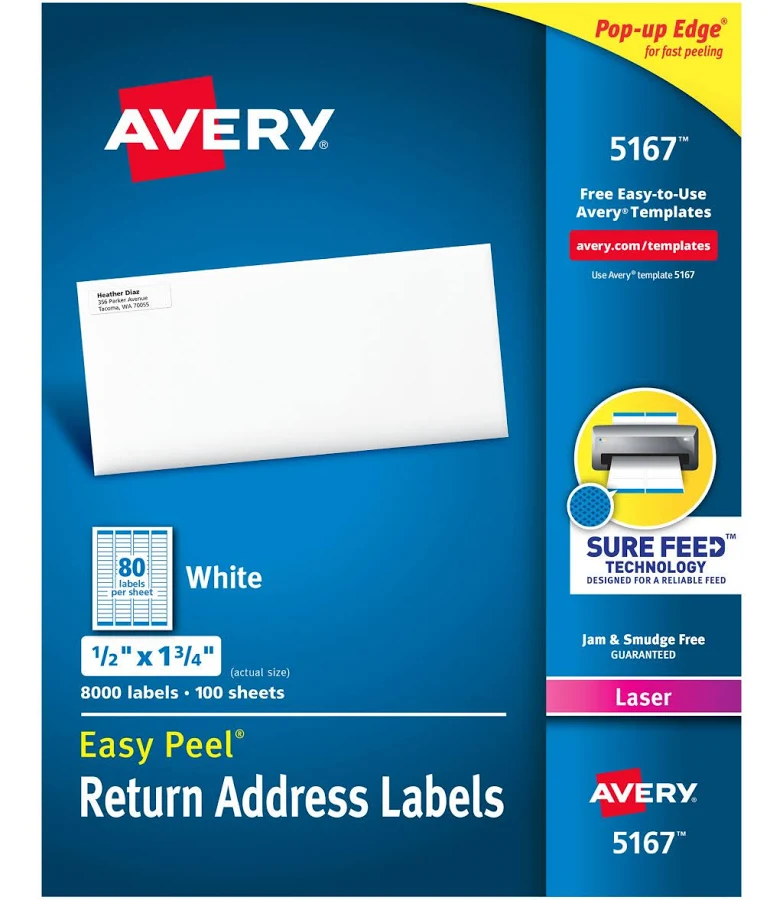 Avery Easy Peel Return Address Labels Sure Feed Technology
