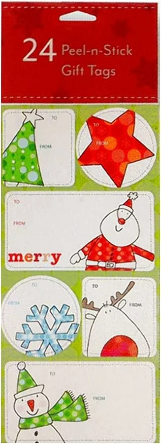 24 Christmas Gift Labels - Peel-n-stick Holiday Gift Labels