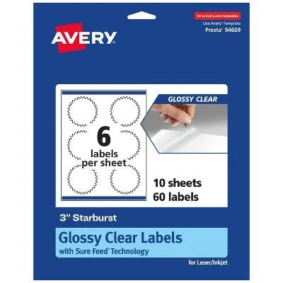 Avery Glossy Clear Starburst Labels