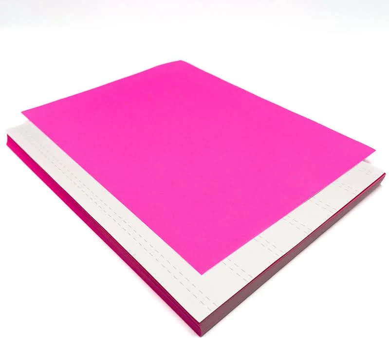 Fluorescent Pink 8-1/2x11 Self-Adhesive Label Paper 100/pkg
