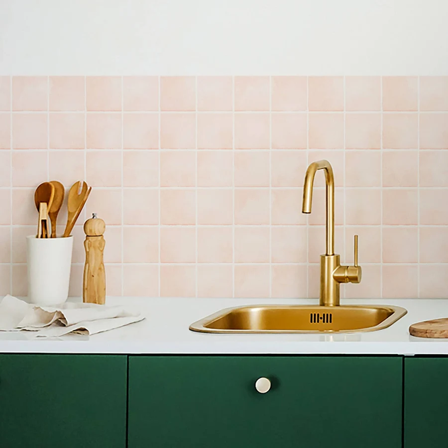 Light Coral Color Tiles Backsplash