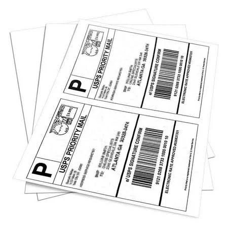 Half Sheet Self Adhesive Shipping Labels for Laser and Inkjet Printers (2000 Labels, Pack of 10), Size: One size